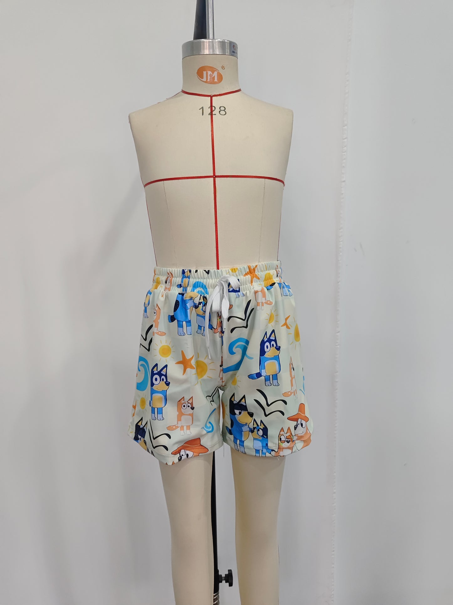 S0362  Cartoon Dog Sandbeach Print Boys Swim Trunks