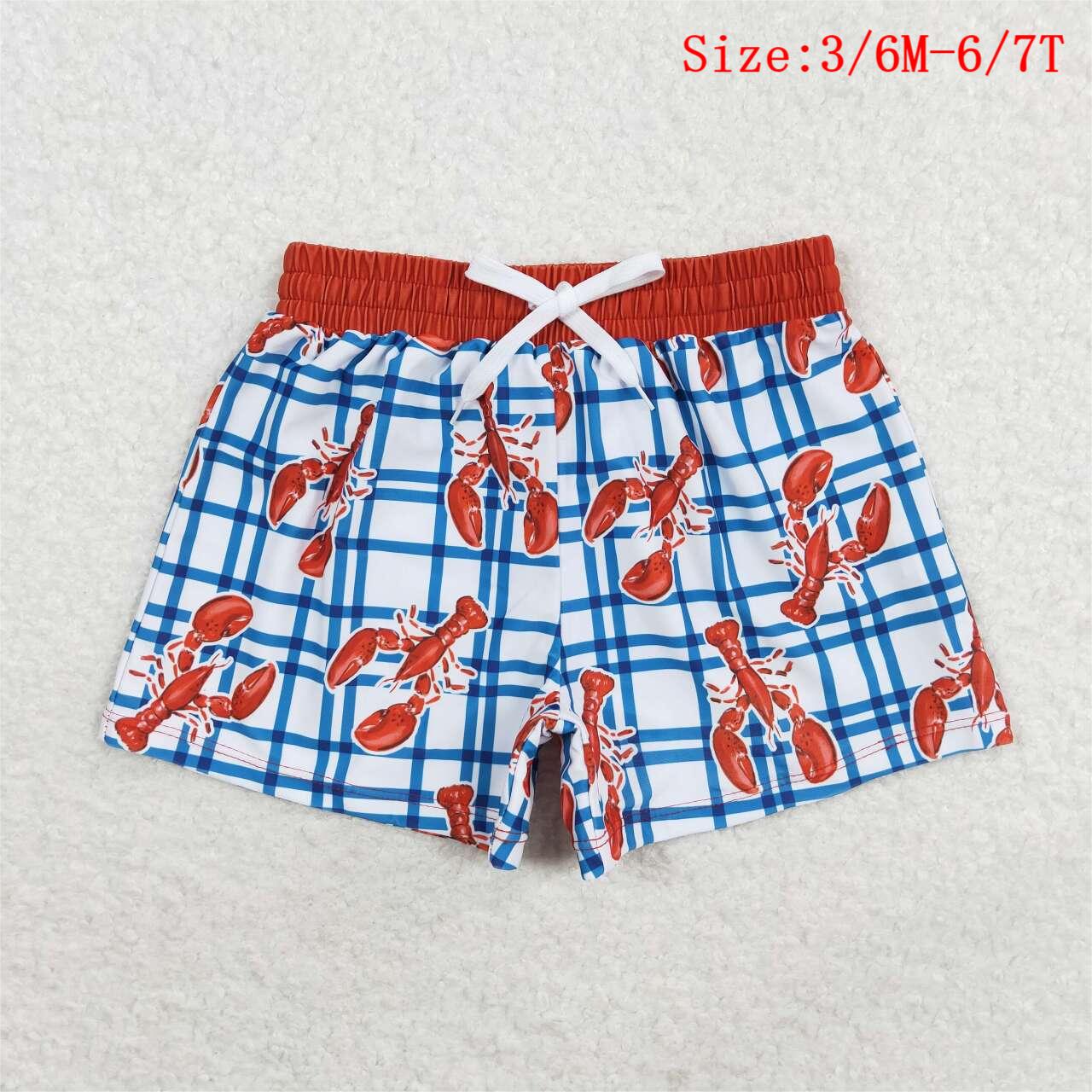 S0364 Crayfish Print Boys Swim Trunks