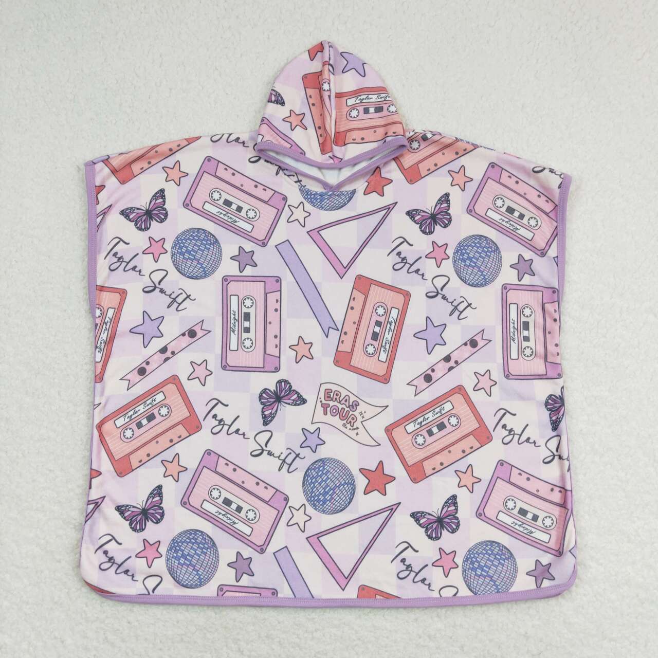 S0390 Singer Swiftie Print Girls Terry Swim Towel Cover Ups