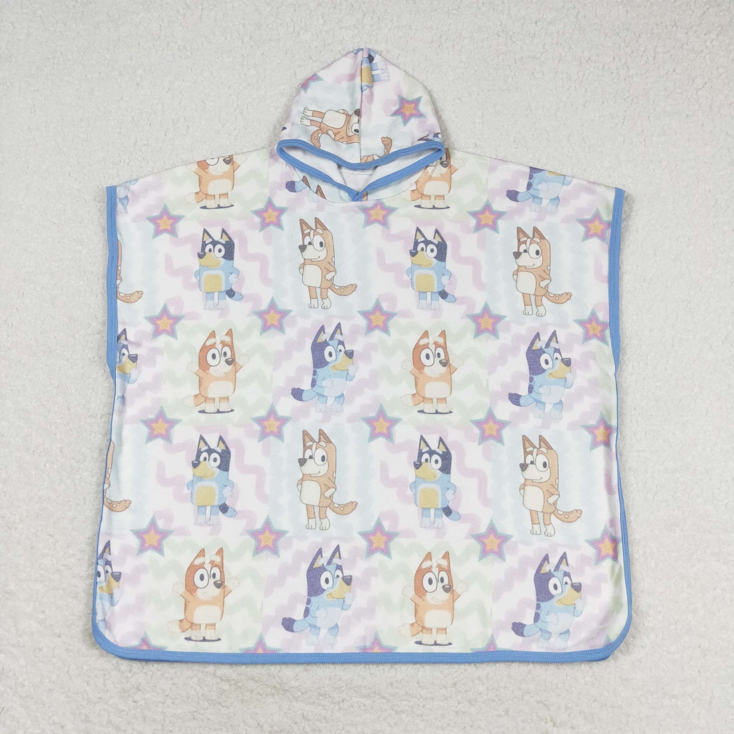 S0391 Cartoon Dog Print Girls Terry Swim Towel Cover Ups
