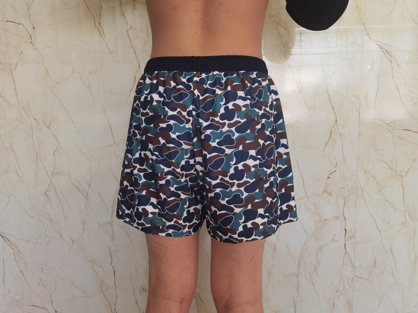 S0401 Adult Dark Green Navy Camo Print Man Swim Trunks