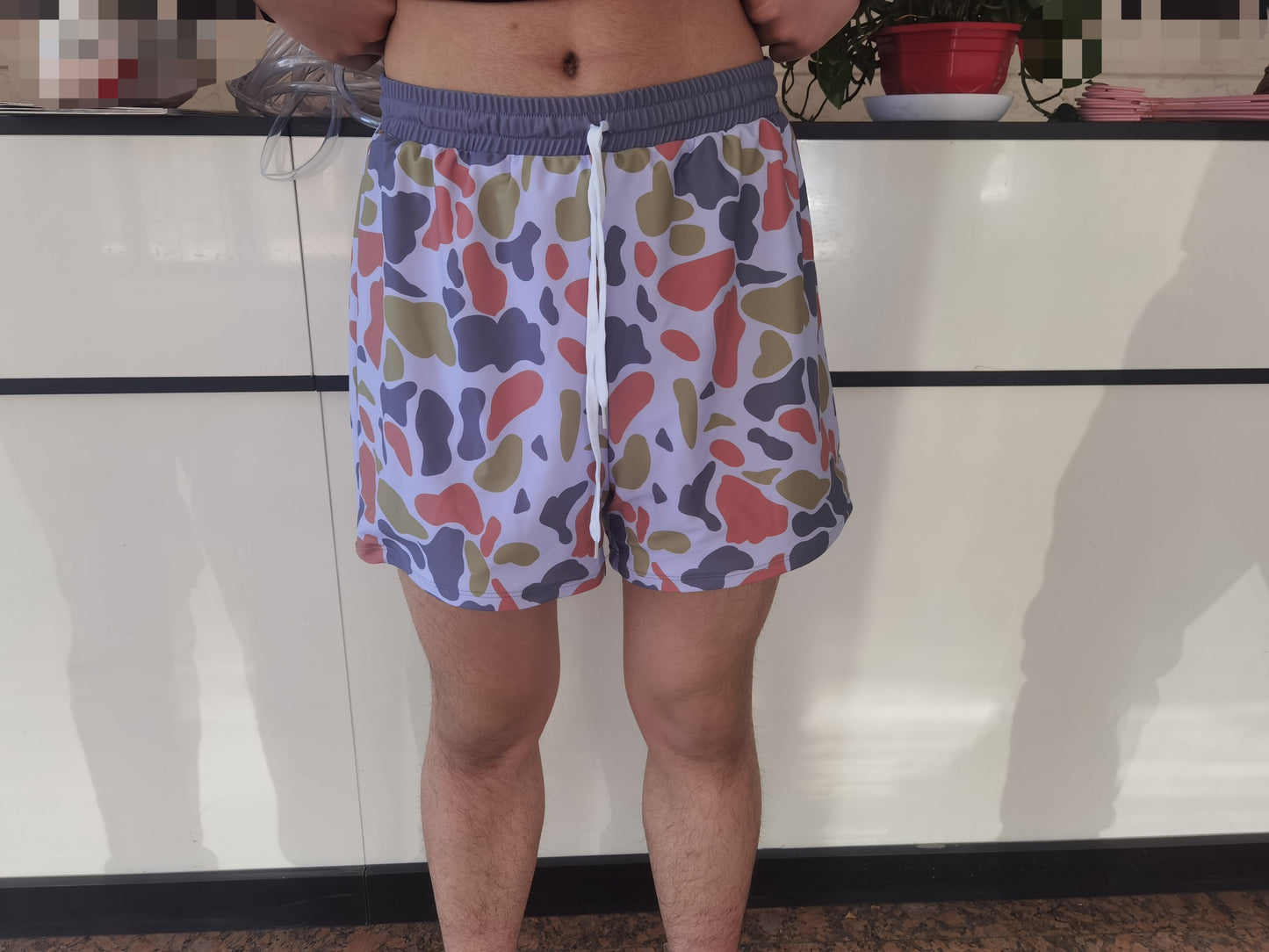 S0402 Adult Brown Camo Print Man Swim Trunks