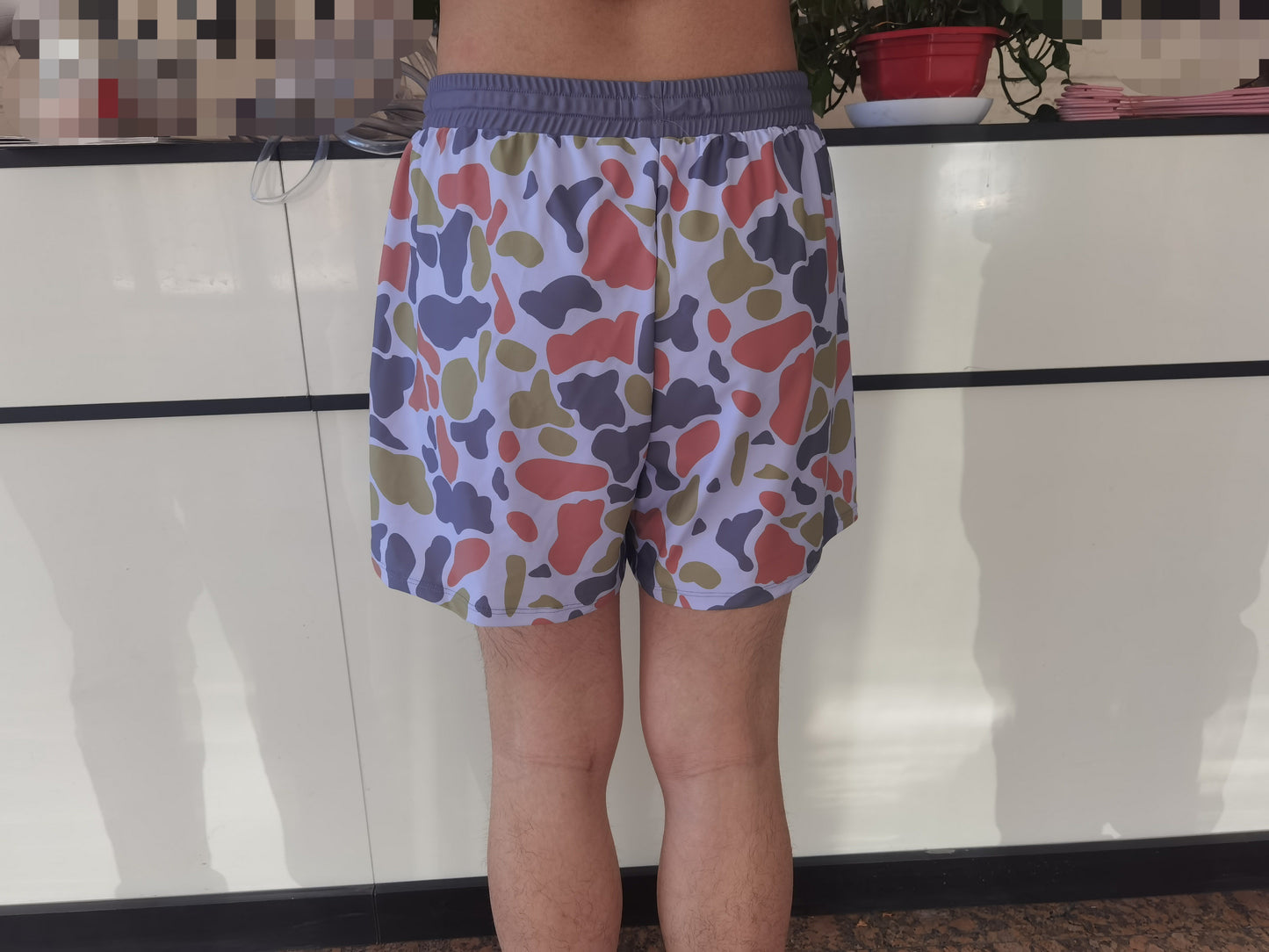 S0402 Adult Brown Camo Print Man Swim Trunks