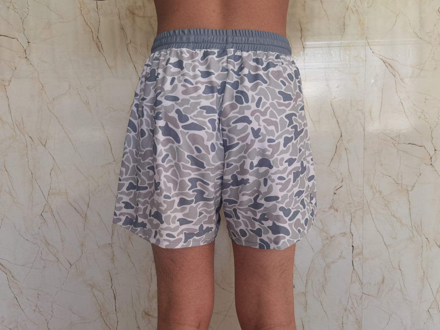 S0404 Adult Grey Camo Print Man Swim Trunks