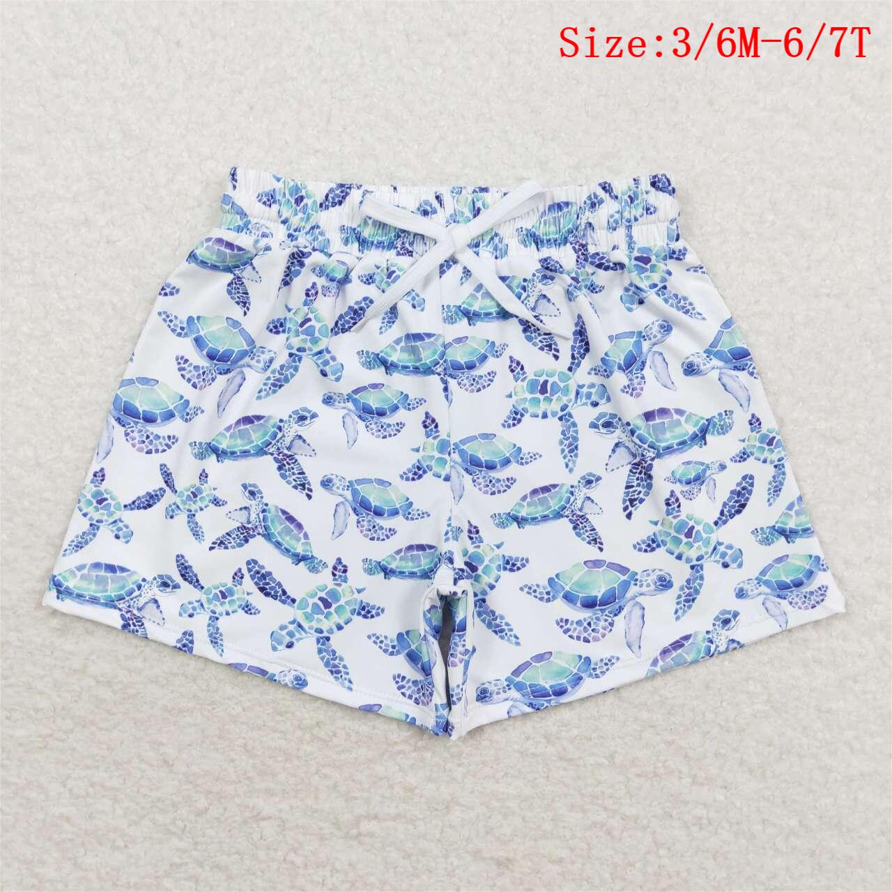 S0431 Sea Turtle Print Boys Swim Trunks