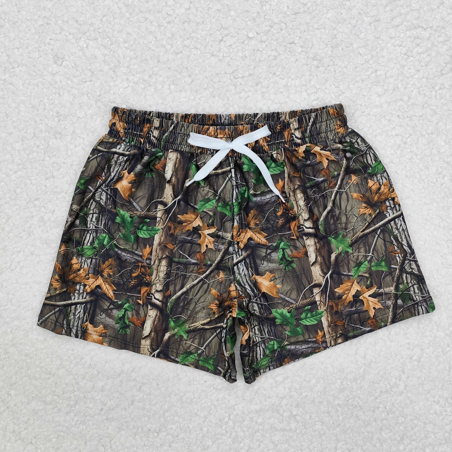 S0473 Branches Camo Print Boys Swim Trunks