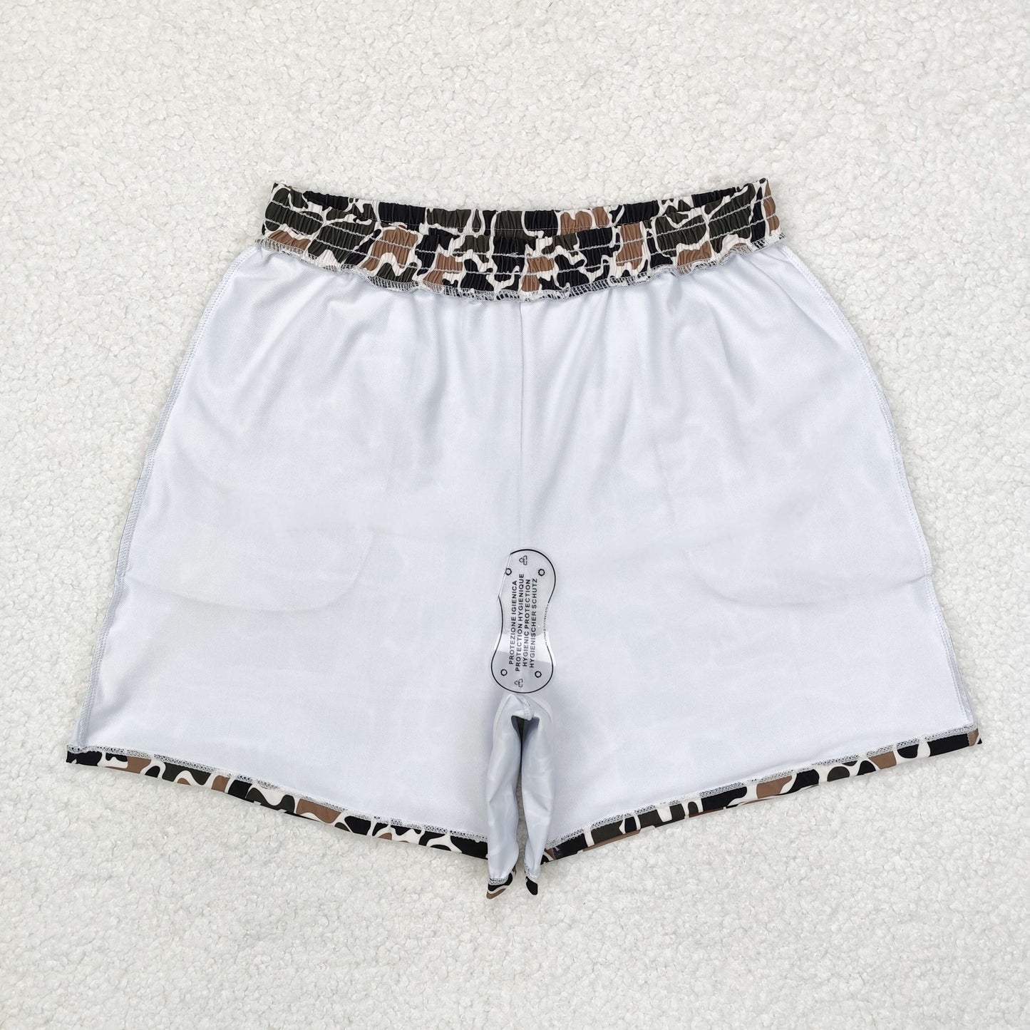 S0478 Adult Dark Brown Camo Print Man Swim Trunks