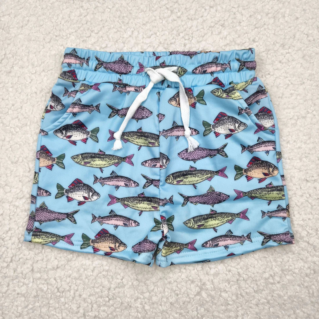 12 Design Fish Print Boys Swim Trunks Brothers Wear