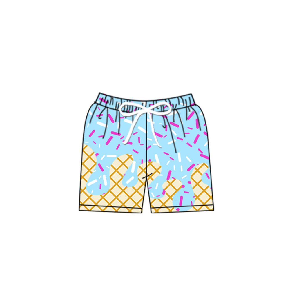 (Pre-order)S0580 Blue Sprinkles Print Boys Summer Swim Trunks