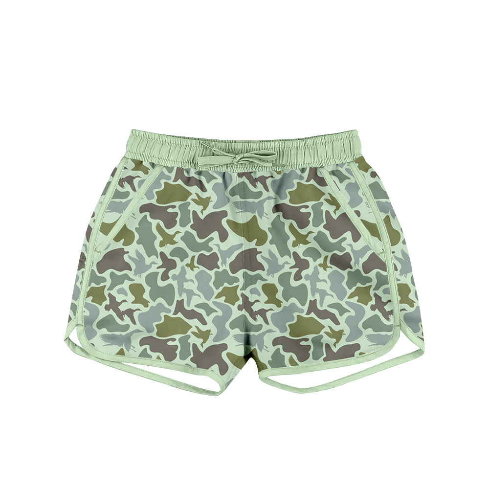 (Pre-order)S0581 Green Camo Print Boys Summer Swim Trunks