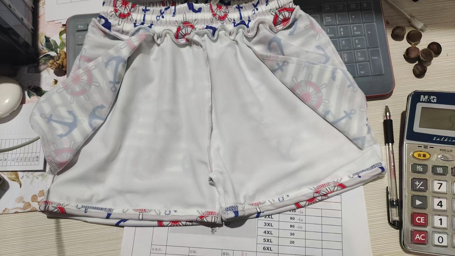 (Pre-order)S0589 Anchor Stripes Print Boys Summer Swim Trunks