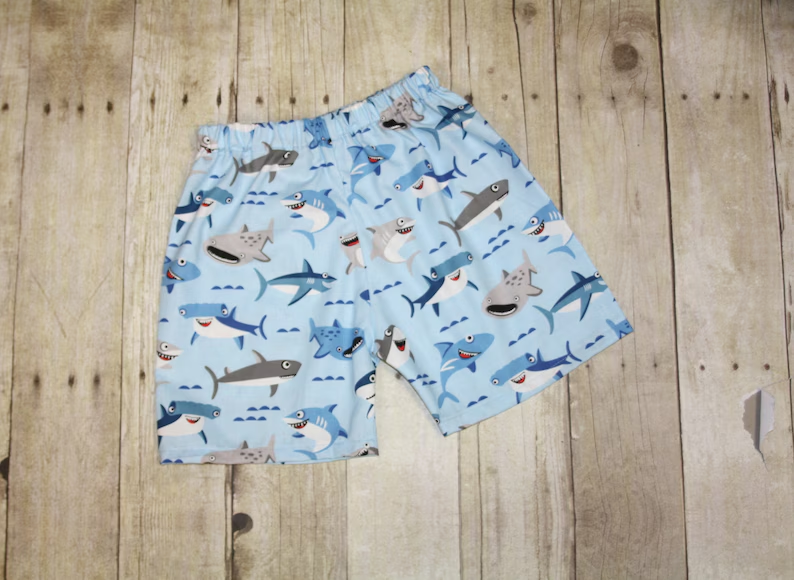 (Pre-order)S0714 Shark Print Boys Summer Swim Trunks