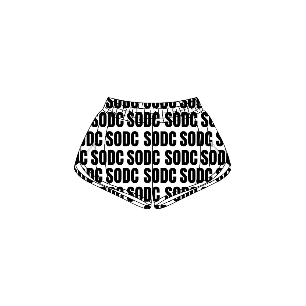 (Custom Design Preorder MOQ 5 Each Item) Team's SODC Black Print Summer Bottom Sports Shorts Mom and Me Matching Clothes