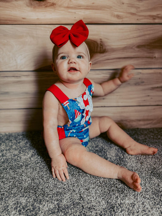 Baby girls popsicle july 4th bubble romper   SR0015