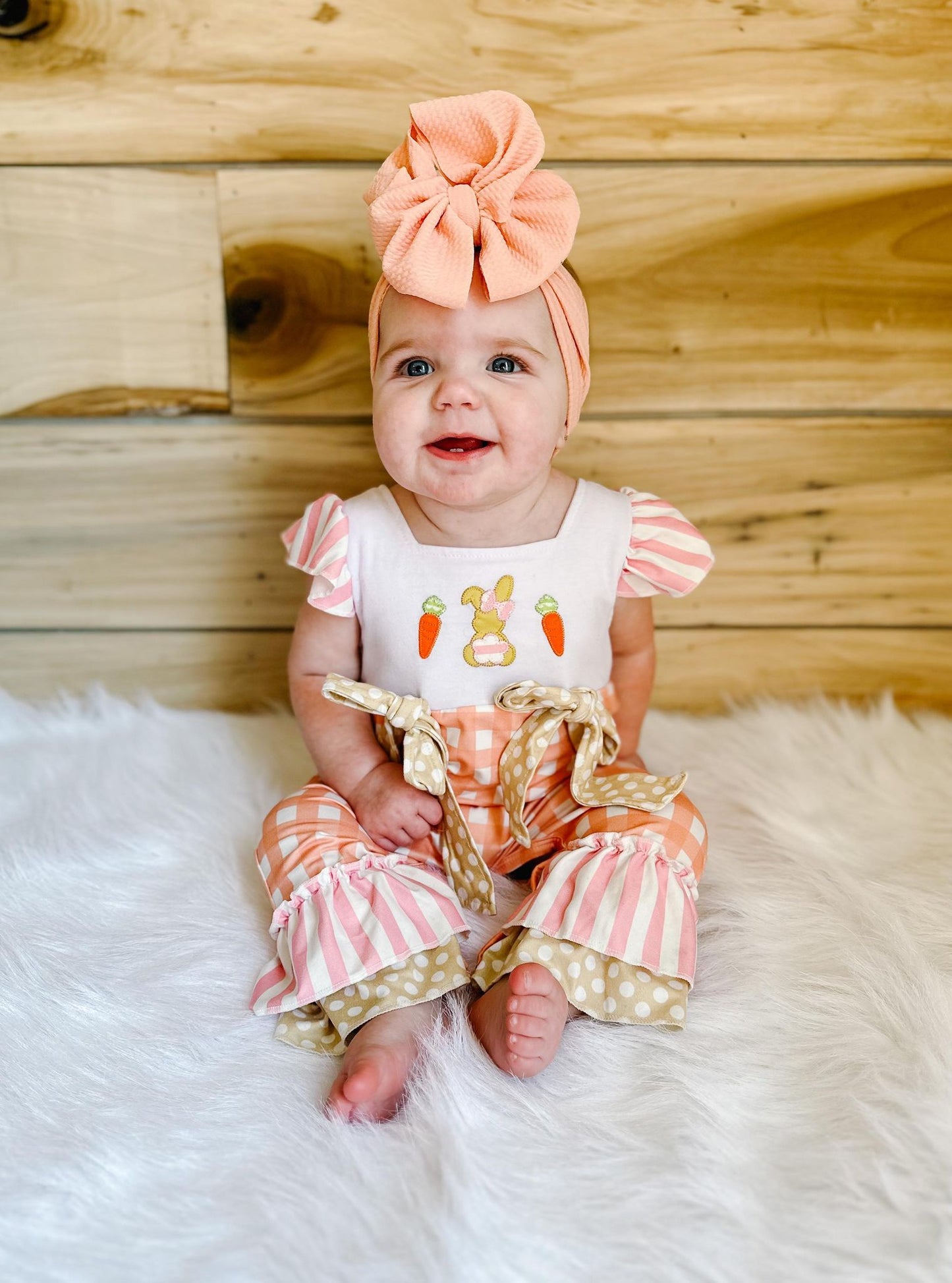 Baby girls Easter rabbit plaid print romper SR0129