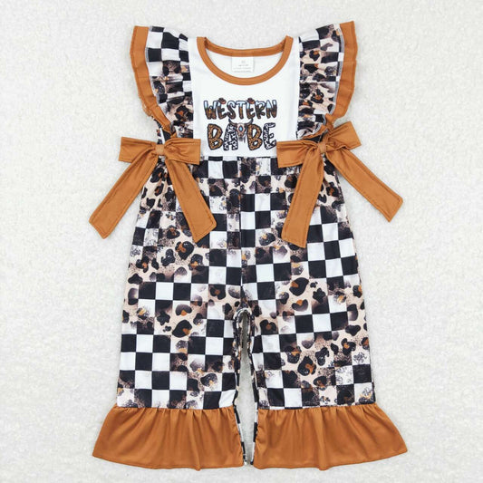 SR0185 Baby Girls Western BABE Print Romper