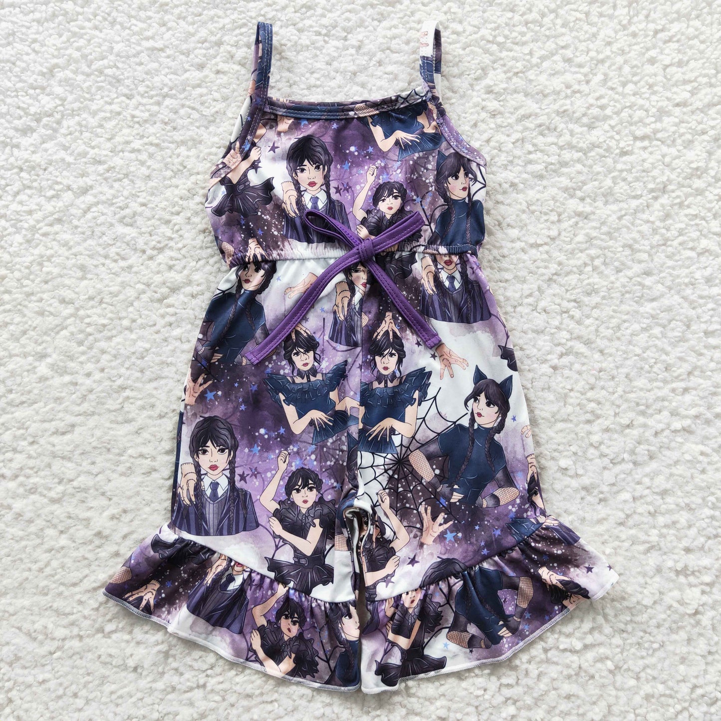 (Promotion)SR0362 Girls Wednesday print summer jumsuits