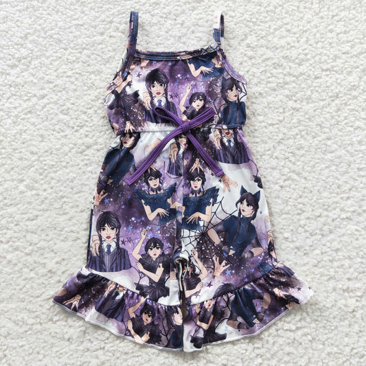 (Promotion)SR0362 Girls Wednesday print summer jumsuits