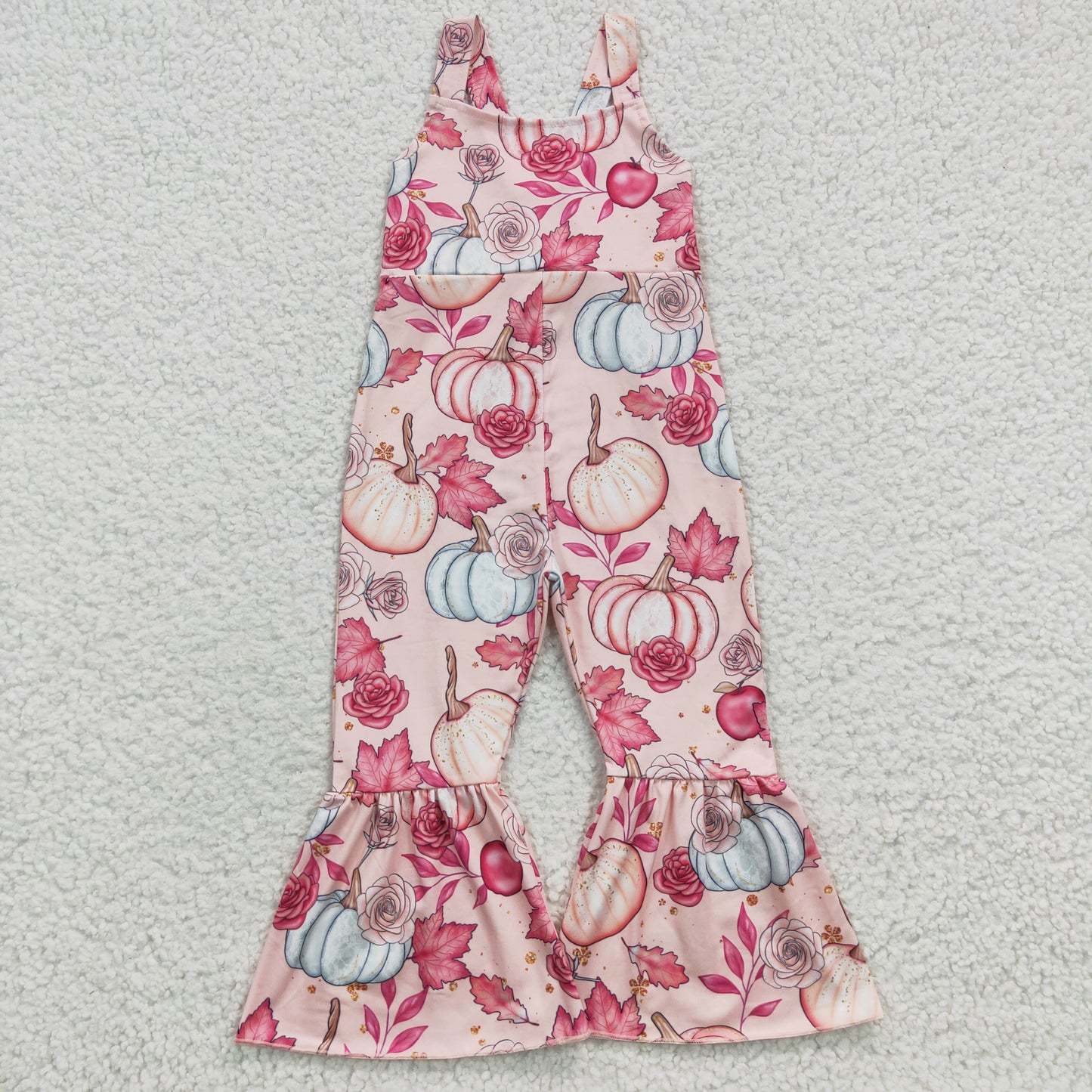 SR0375 Girls fall pinpkin print jumpsuit