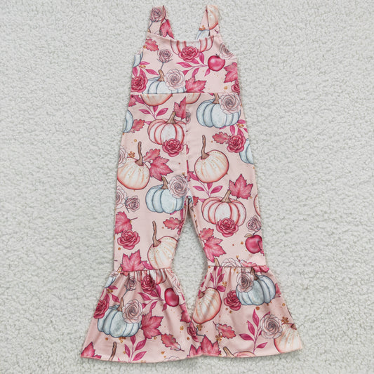 SR0375 Girls fall pinpkin print jumpsuit