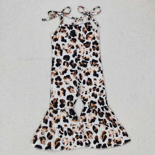 SR0456 Leopard print baby girls bell bottom jumpsuit
