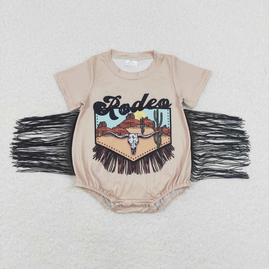 USA-Shop SR0464 Rodeo Print Tassels Baby Girls Western Summer Romper