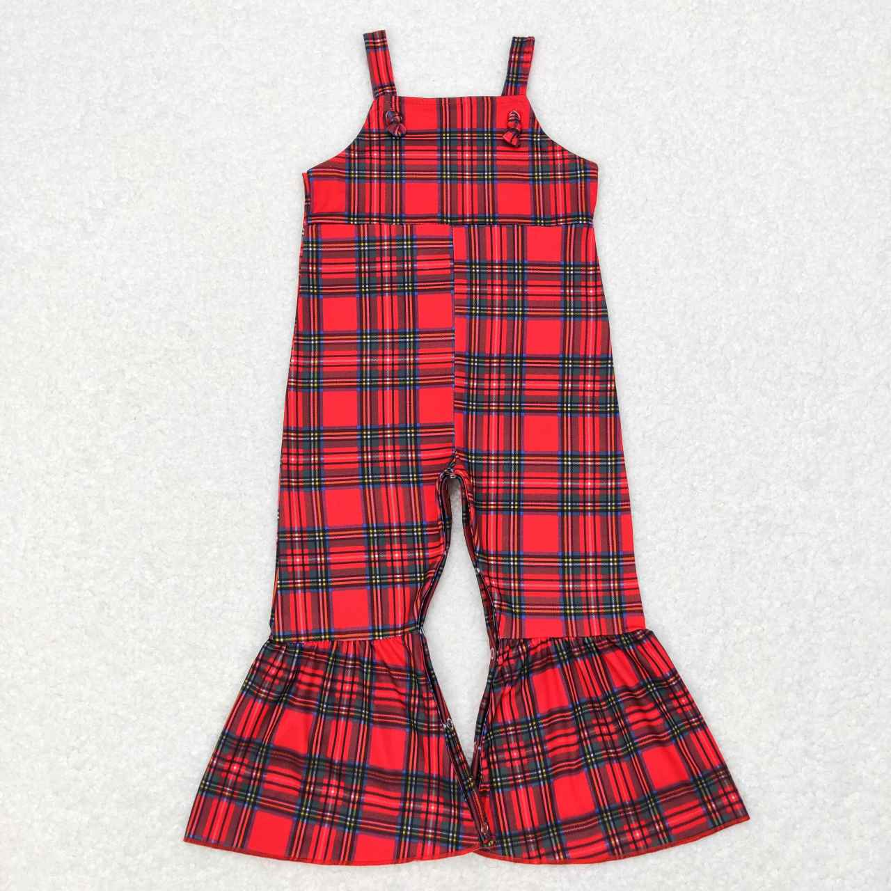 GLP0926 Christmas White Long Sleeve Tee Shirts Red Green Plaid Jumpsuits Girls Clothes Sets