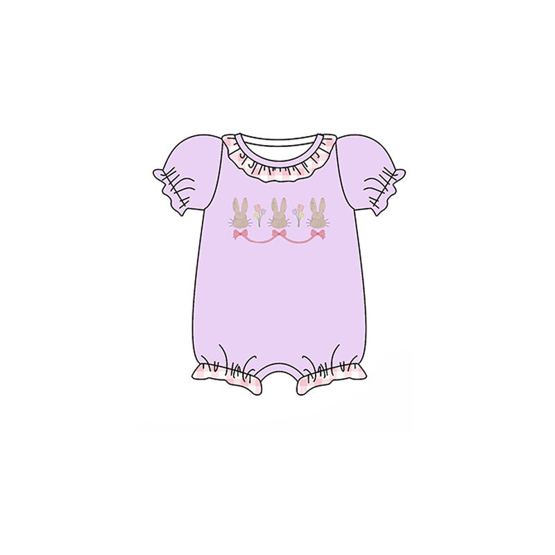 (Pre-order) SR0486 Bunny Print Baby Girls Easter Romper
