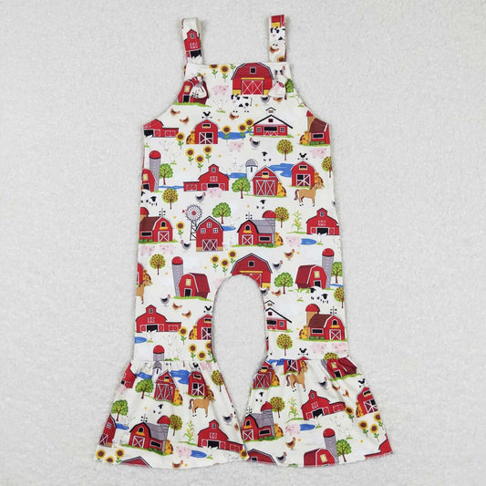 SR0512  Animals Farm Print Girls Jumpsuits