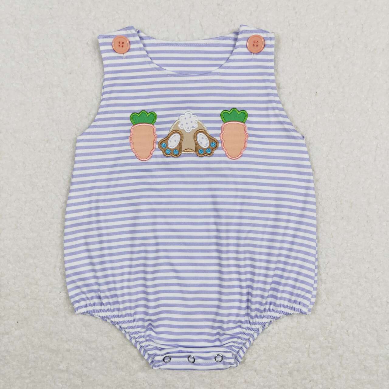 Bunny Carrot Embroidery Stripes Print Sibling Easter Matching Clothes