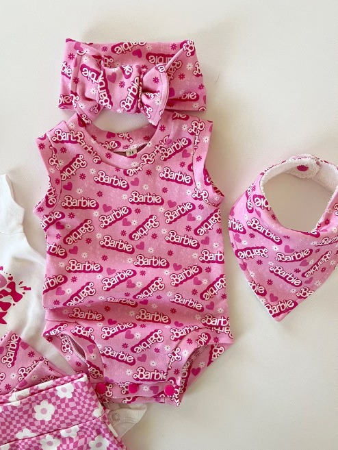 (Pre-order)SR0575 Pink BA Heart Print Baby Girls Summer Romper