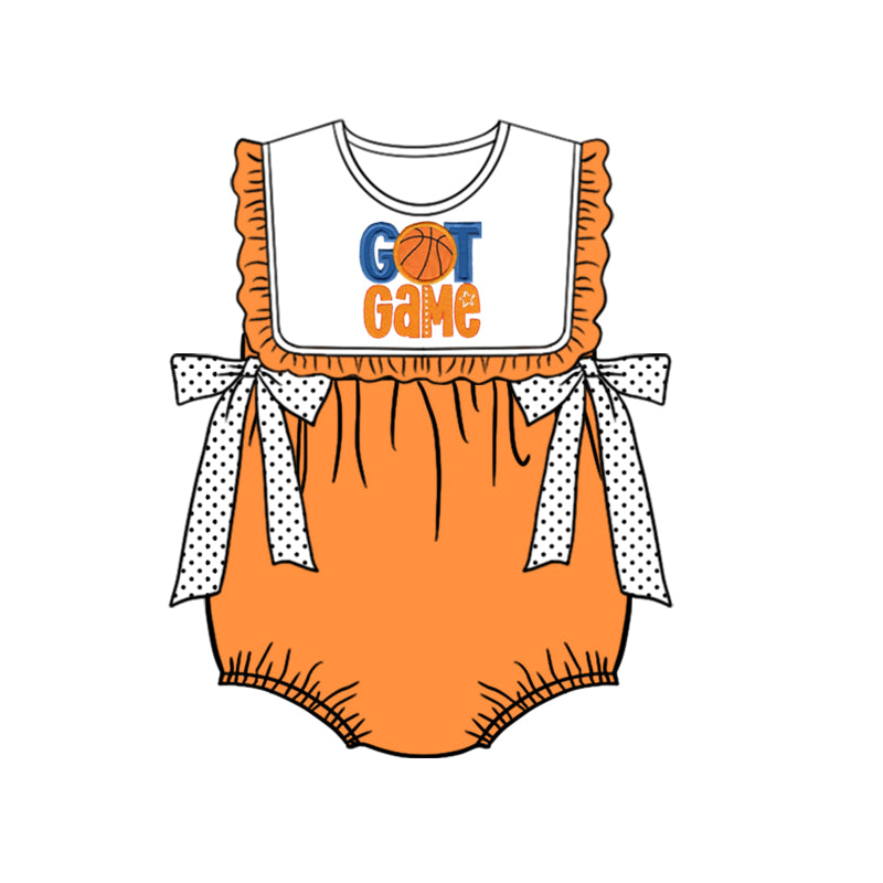 (Pre-order)SR0624 GOT GAME Basketball Print Baby Girls Romper