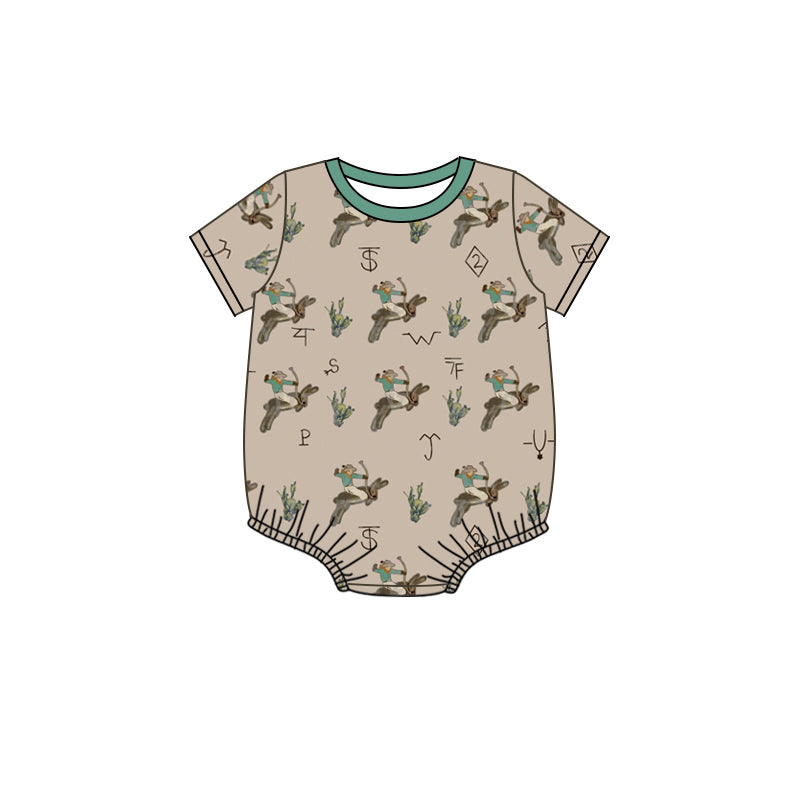 (Pre-order)SR0635 Bunny Rodeo Cactus Print Baby Boys Easter Romper
