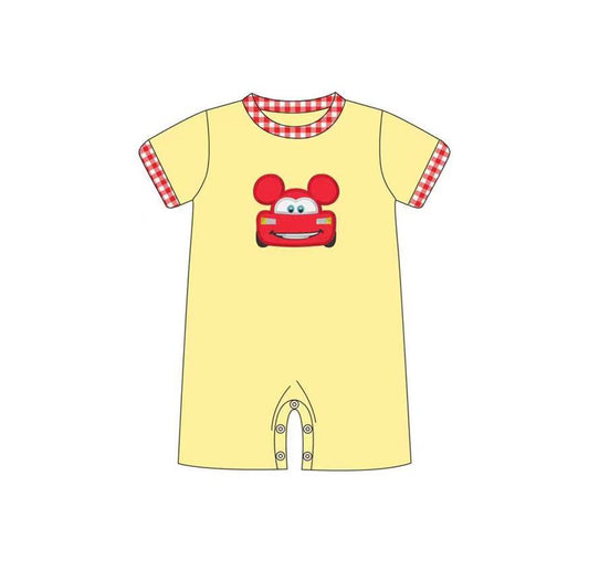 (Pre-order)SR0642 Cartoon Car Yellow Print Baby Kids Romper