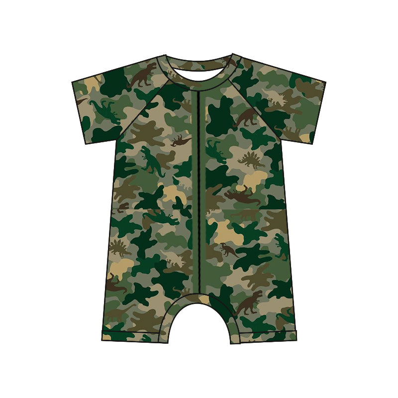 (Pre-order)SR0652 Dino Camo Print Baby Boys Summer Romper