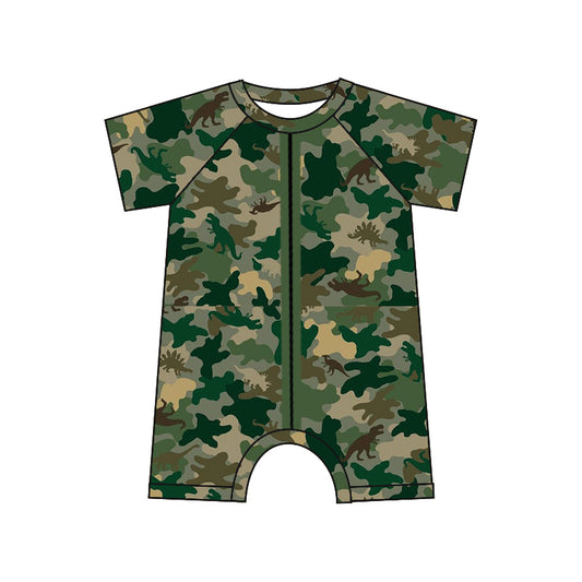 (Pre-order)SR0652   Dino Camo Print Baby Boys Summer Romper