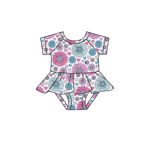 (Pre-order)SR0662 Flowers Heart Print Baby Girls Romper