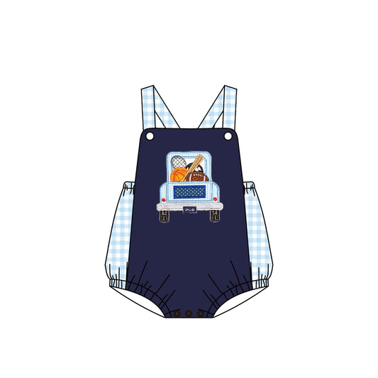 (Pre-order)SR0678 Ball Truck Print Baby Boys Bubble Romper