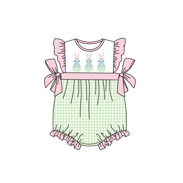 (Pre-order)SR0703 Bunny Print Baby Girls Easter Romper