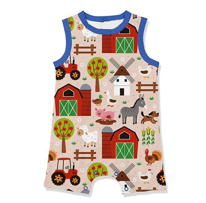 (Pre-order)SR0705 Farm Print Baby Boys Summer Romper