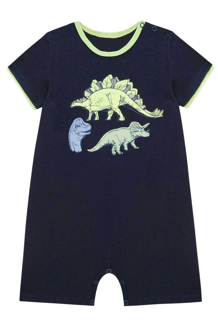 (Pre-order)SR0706 Navy Dino Print Baby Boys Summer Romper