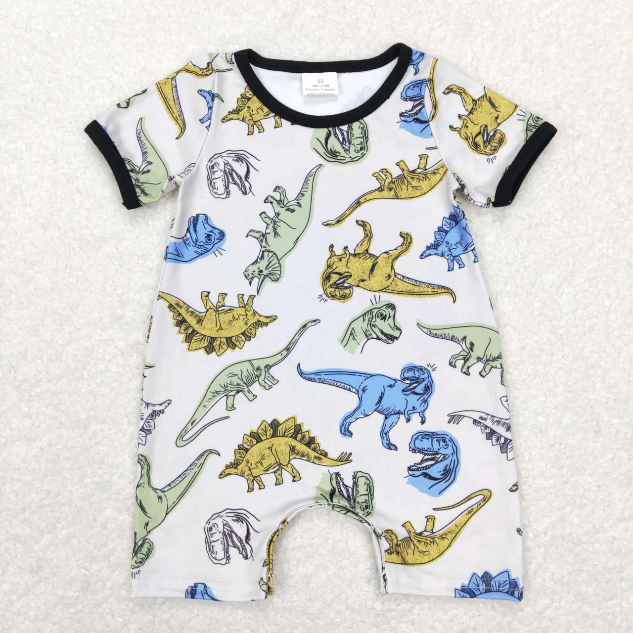 SR0707 Dino Print Baby Boys Summer Romper