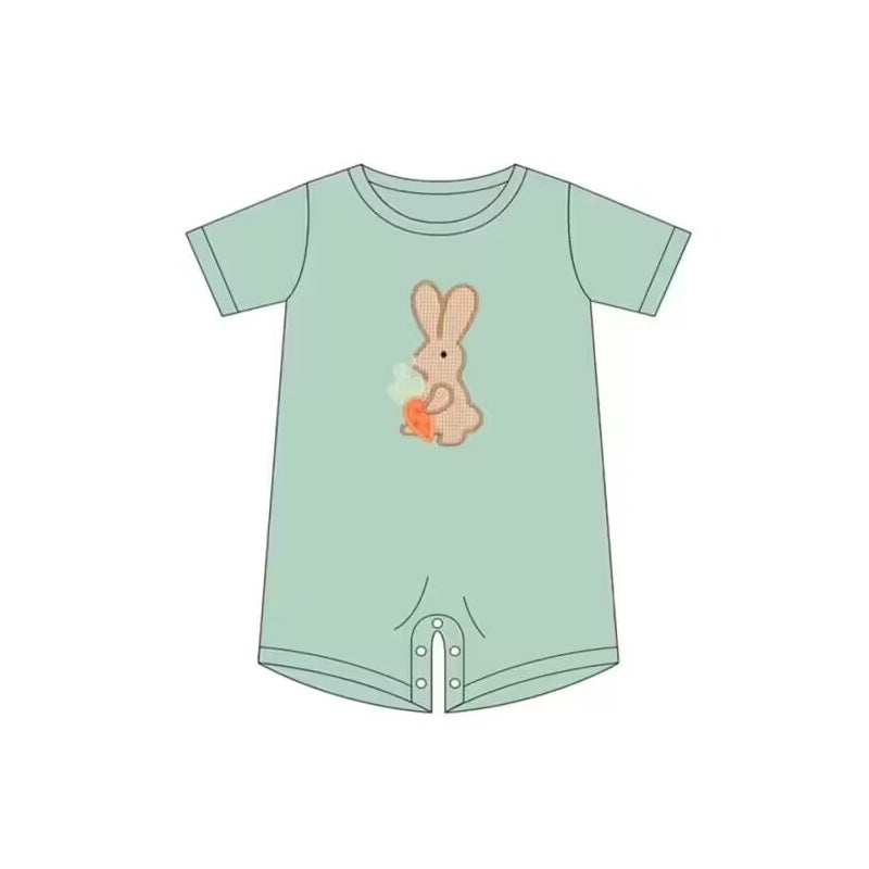 (Pre-order)SR0720 Green Bunny Print Baby Boys Easter Romper