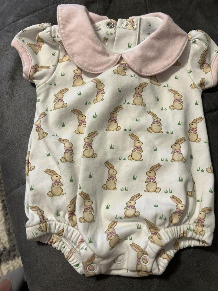 (Pre-order)SR0759 Bunny Print Baby Girls Easter Romper