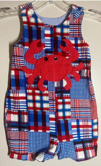 (Pre-order)SR0841 Crab Print Baby Boys 4th of July Romper