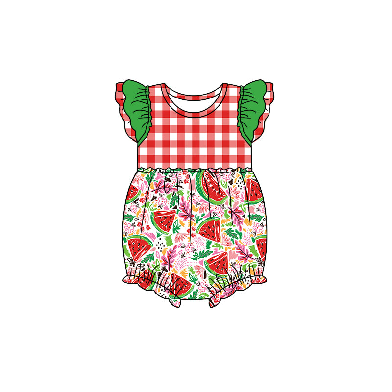 (Pre-order)SR0846 Watermelon Print Baby Girls Romper
