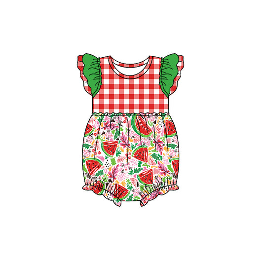 (Pre-order)SR0846  Watermelon Print Baby Girls Romper