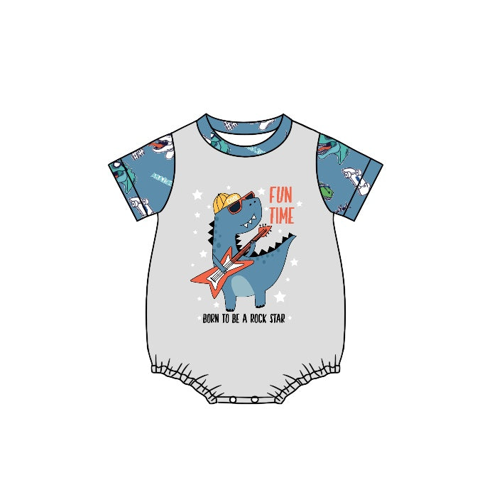 (Pre-order)SR0857 Fun Time Dino Print Baby Boys Summer Romper