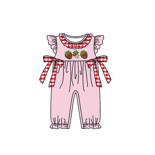 (Pre-order)SR0872  Strawberry Chocolate Print Baby Girls Romper