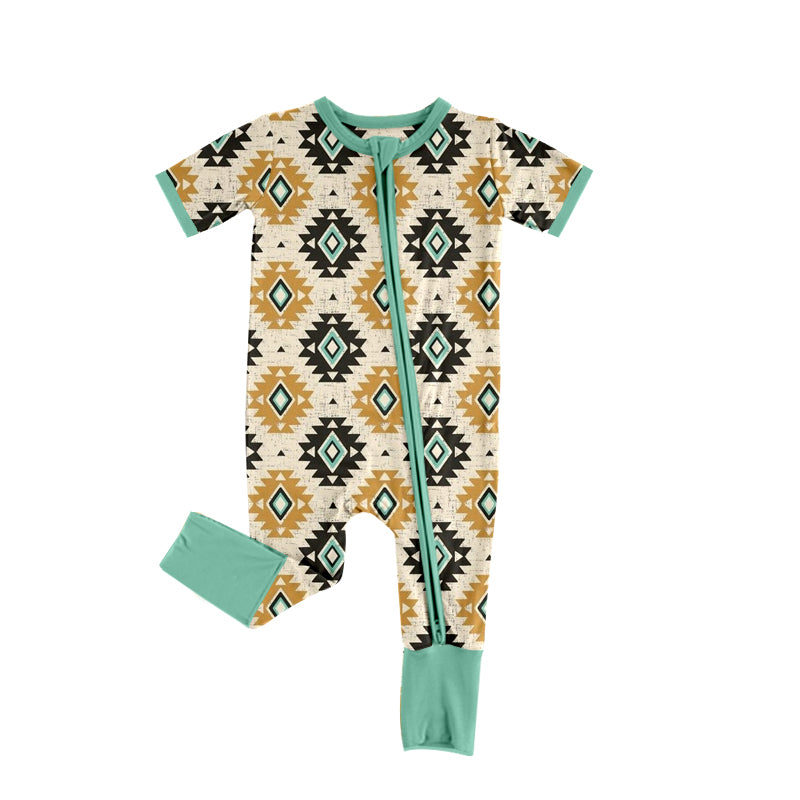 (Pre-order)SR0953 Aztec Print Baby Boys Zipper Romper